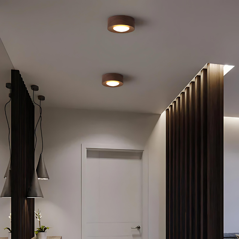 Walnut Wood LED Ceiling Light Fixture