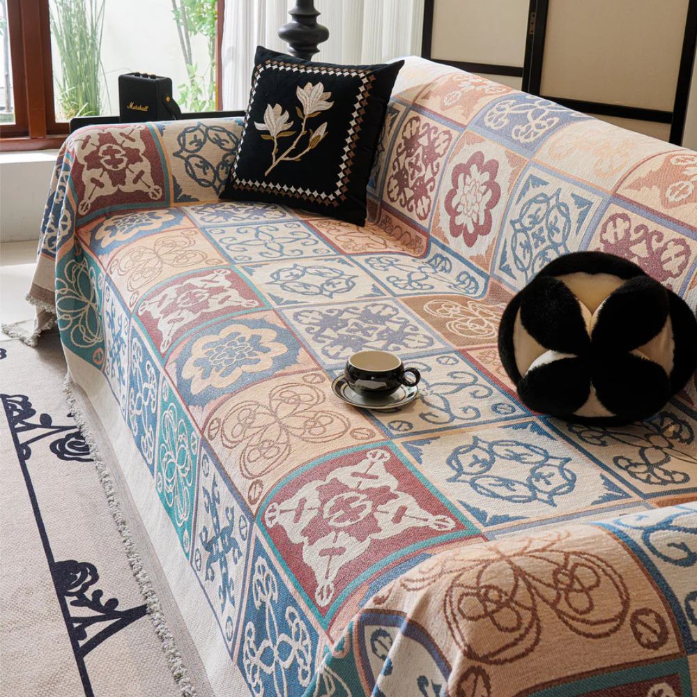 Vintage Mosaic Chenille Sofa Cover