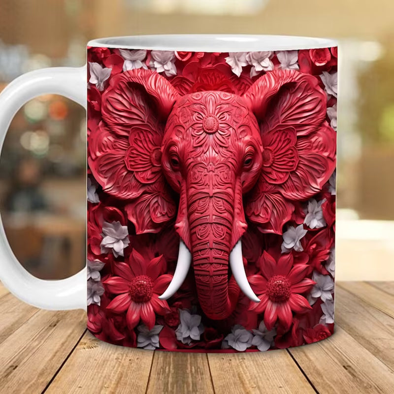 3D Elephant Ceramic Coffee Mug - Customizable Travel Cup