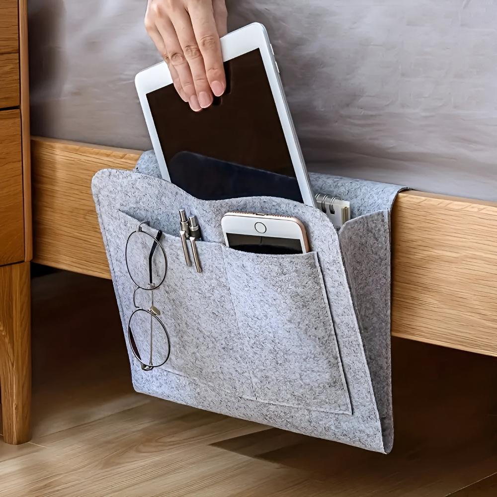 Felt Bedside Organizer with Pockets for Remotes and Phones