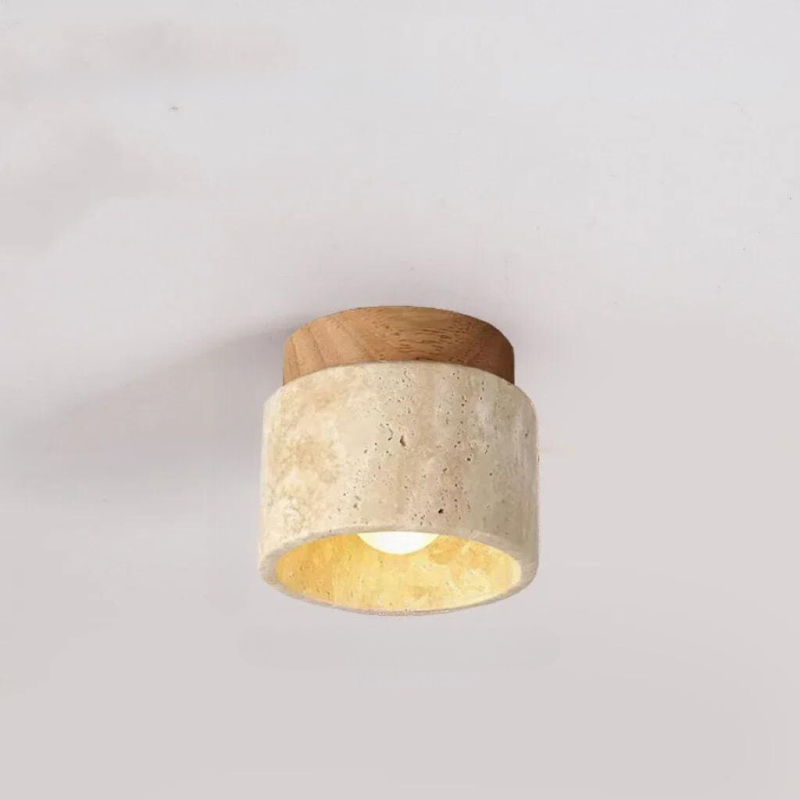 Integrated Travertine Ceiling Light for Hallways and Stairs