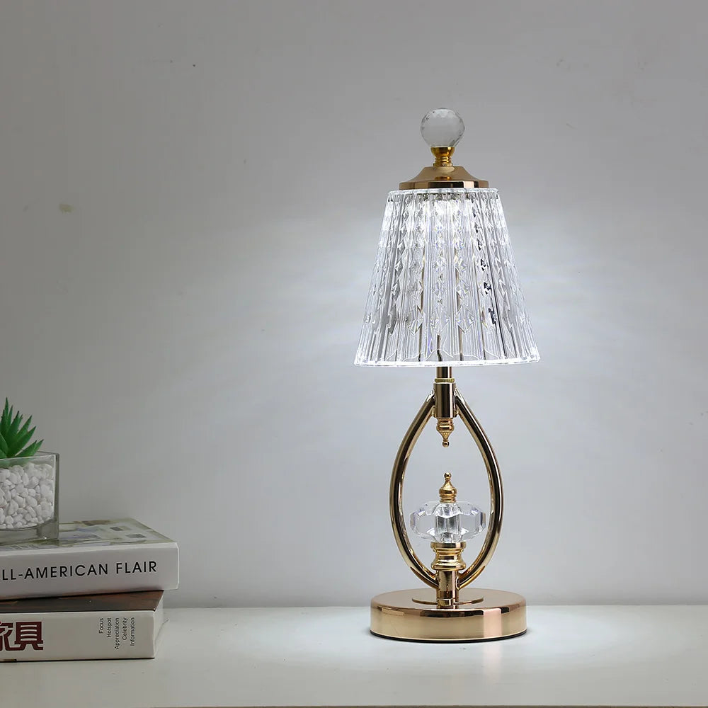 Vintage Crystal Table Lamp with Adjustable Lighting