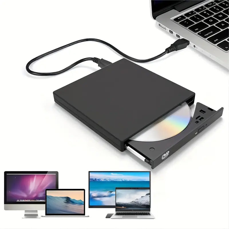 Portable External CD DVD Player with USB Compatibility