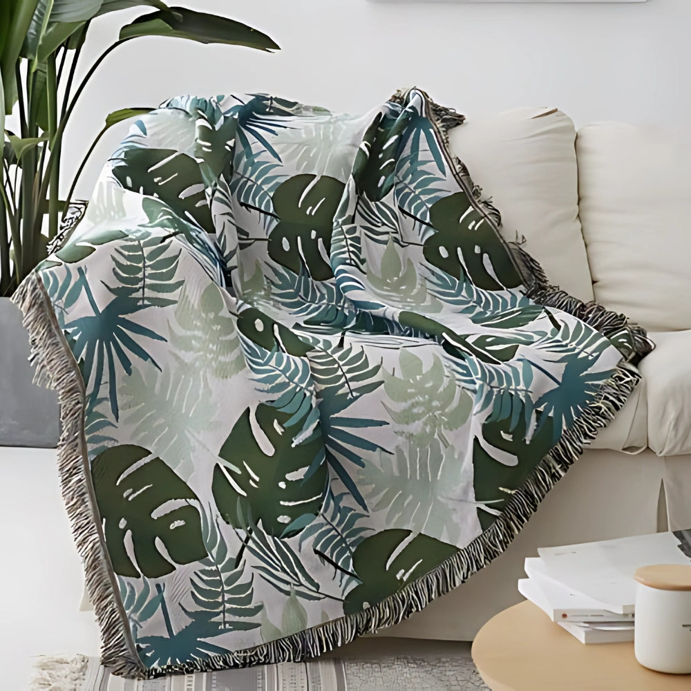 Palm Leaf Tassel Sofa Cover Blanket