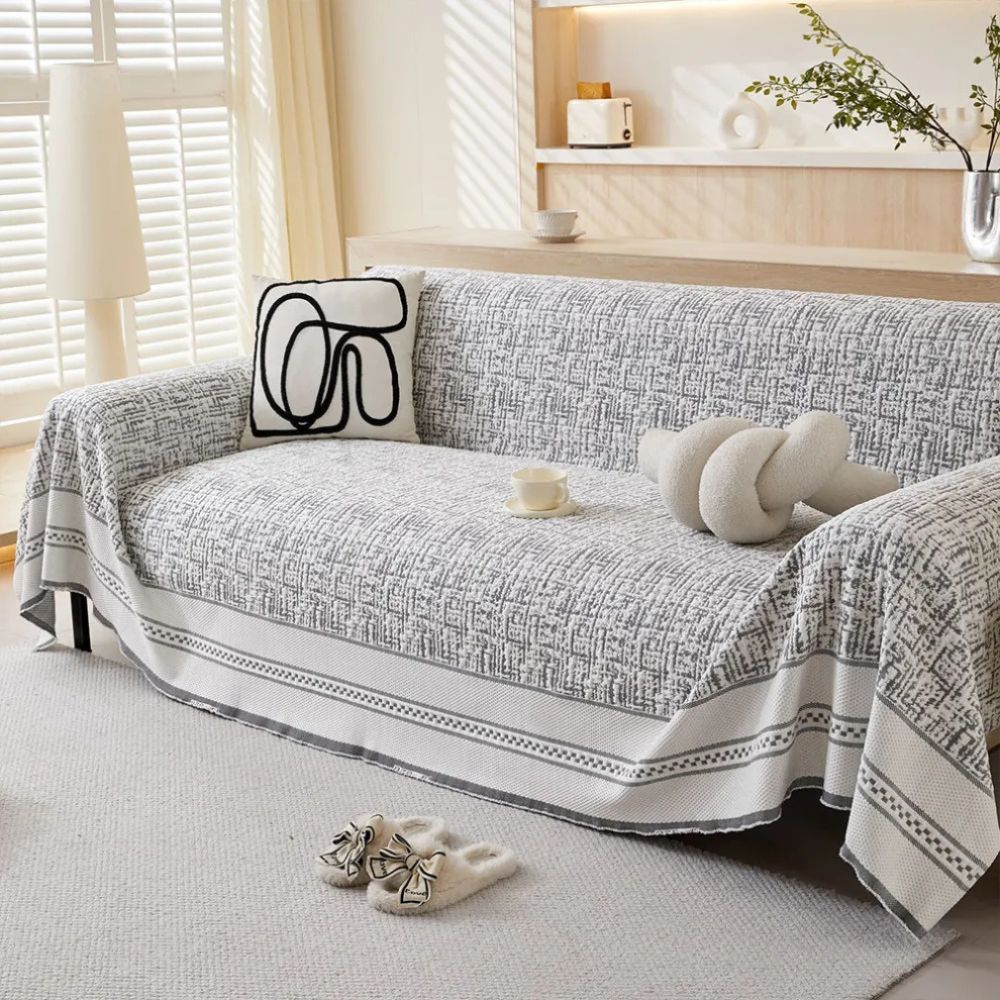Stretchable Ice Silk Sofa Cover in Neutral Tones
