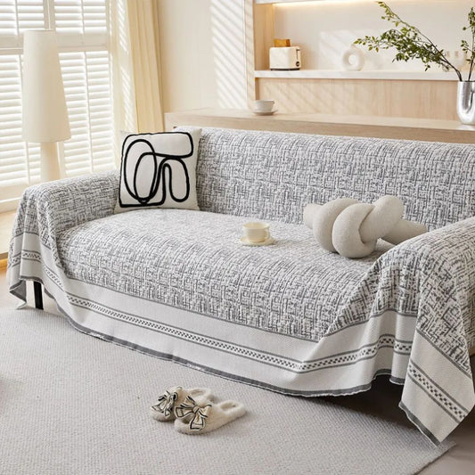 Stretchable Ice Silk Sofa Cover in Neutral Tones