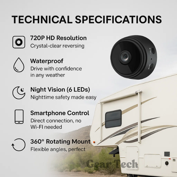 HD Wireless Backup Camera with Night Vision for RVs and Trucks