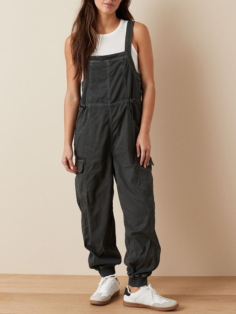 Vintage-Inspired Women's Drape Cargo Overalls