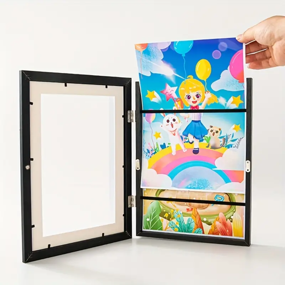Children's Artwork Display Frame in Black Wood