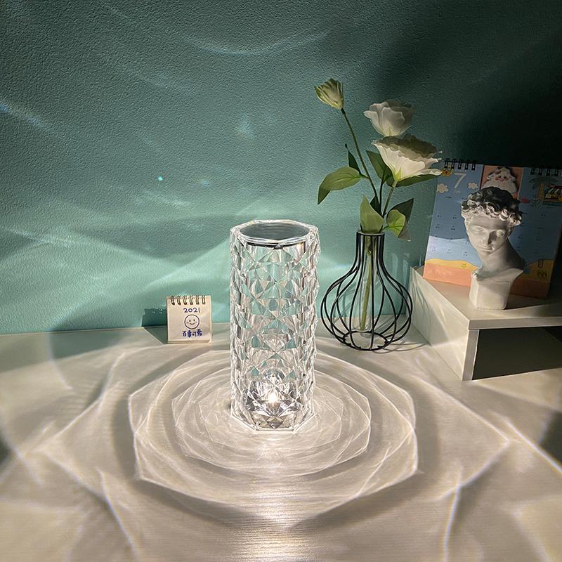 Crystal Touch Table Lamp with Rose-Shaped Silhouette