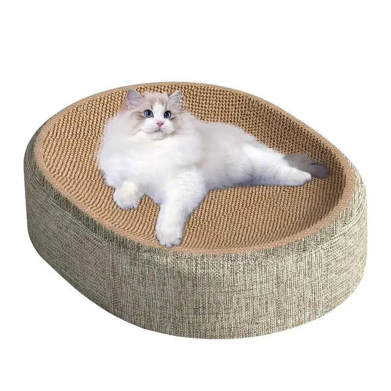 Sisal Oval Cat Scratcher Bed with Anti-Slip Base