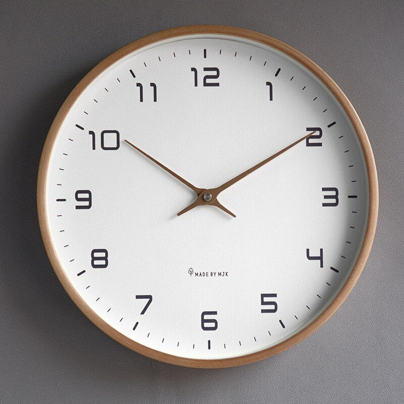 Scandinavian Solid Wood Wall Clock in Brown or Cream