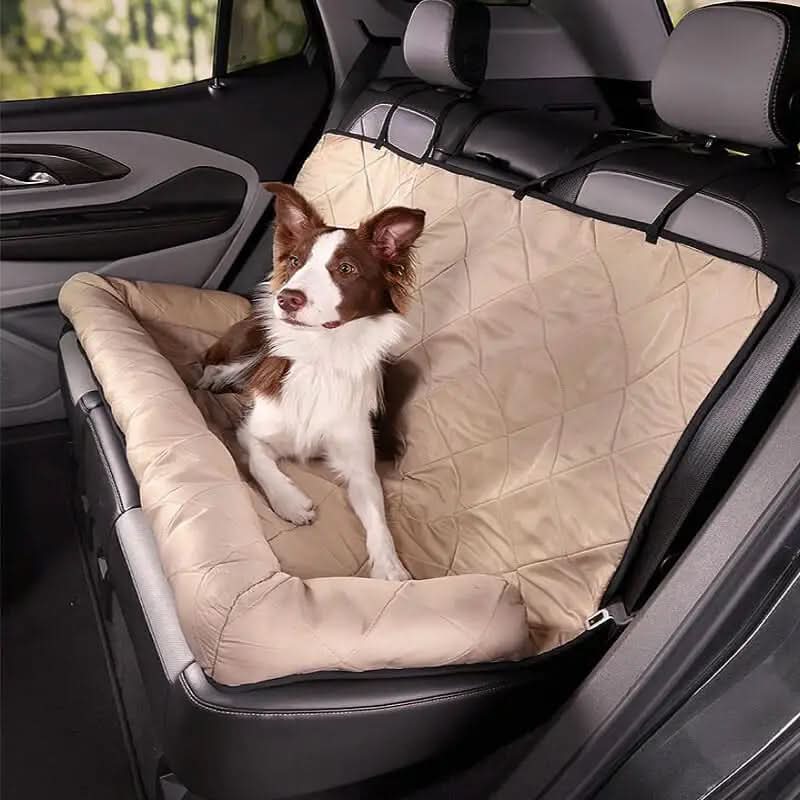 Waterproof Dog Rear Seat Cover with Non-Slip Checkered Design