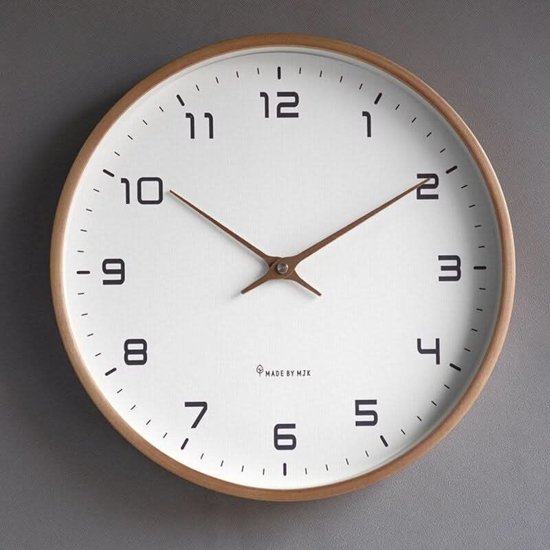 Scandinavian Minimalist Wooden Wall Clock with Silent Mechanism