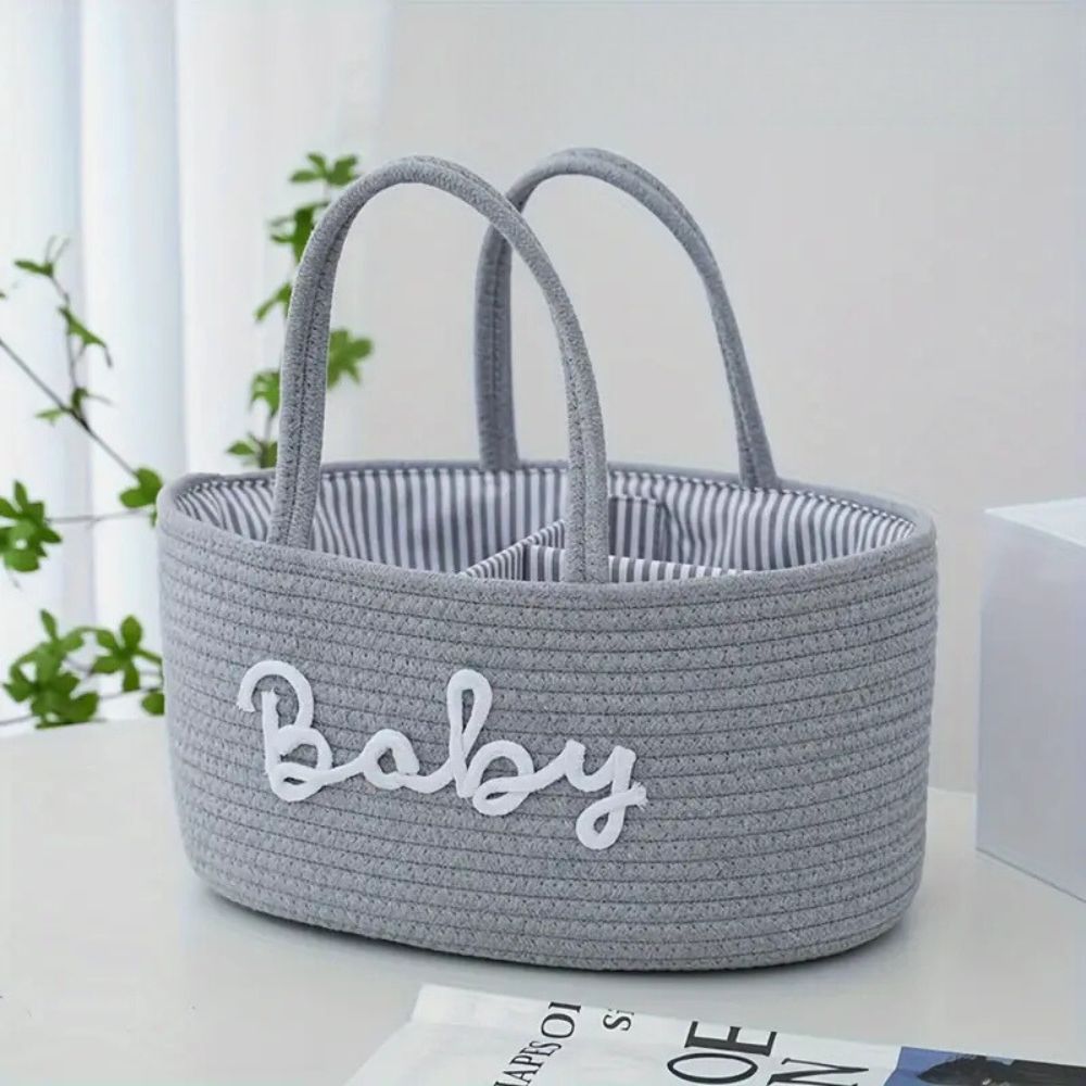 Cotton Rope Baby Caddy Organizer with Removable Divider