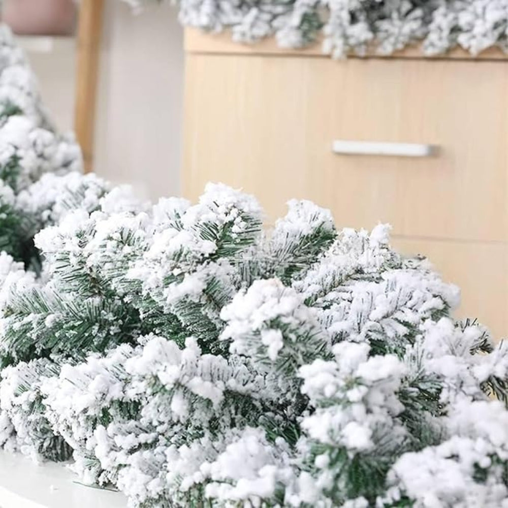 Snow Flocked Christmas Garland with Artificial Pine and Cedar