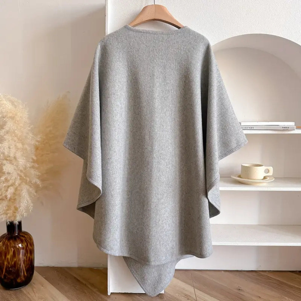 Windproof Women's Shawl Coat - Luxurious Acrylic Poncho