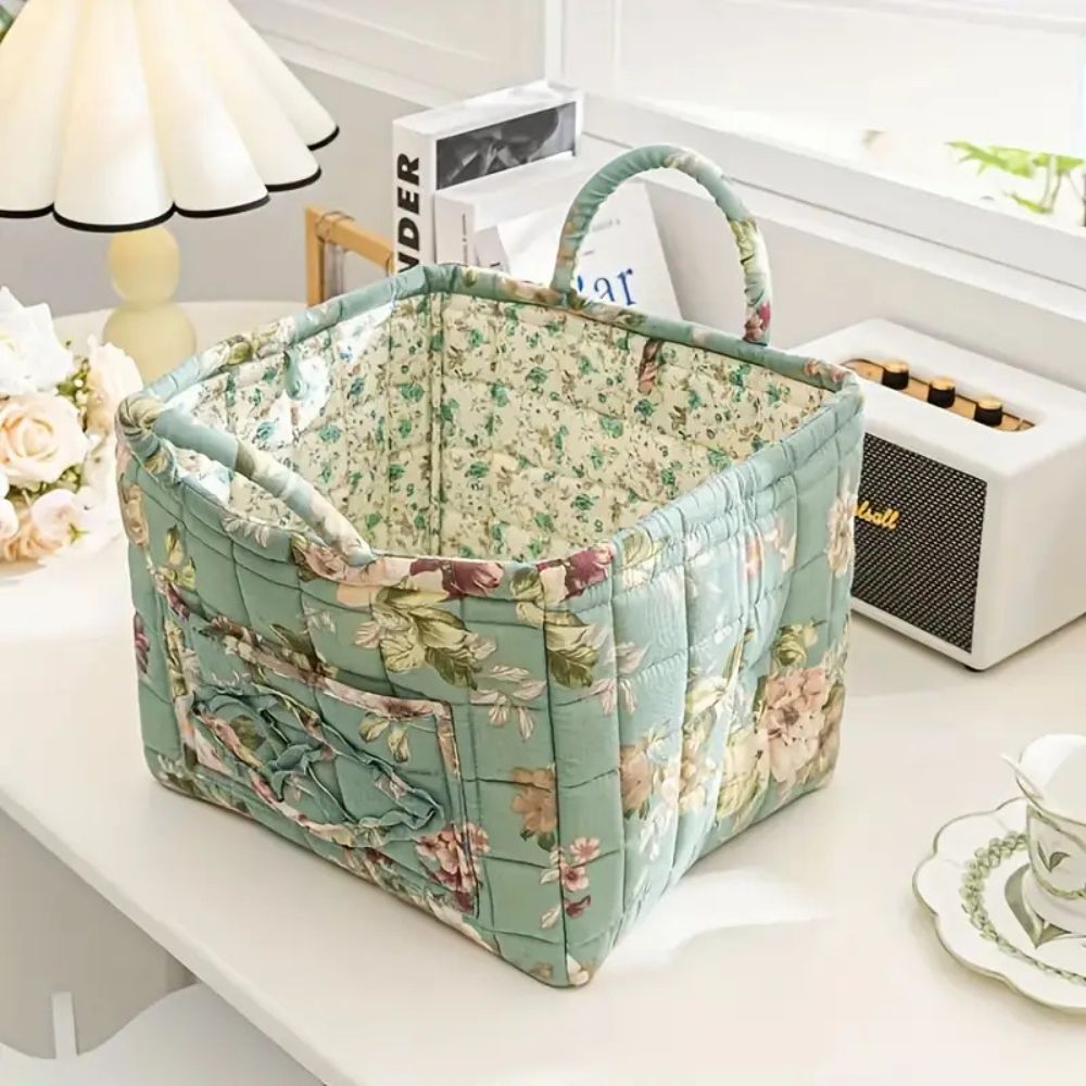 Floral Canvas Storage Basket for Organizing Essentials