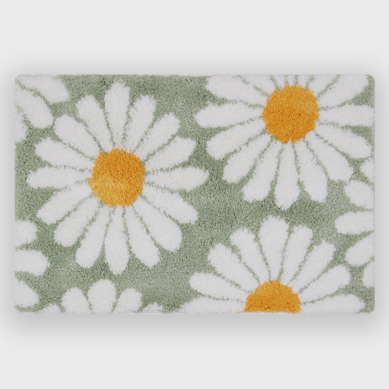 Purple Flower Bath Mat with Non-Slip Backing