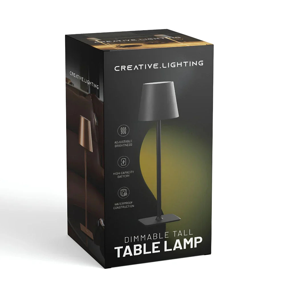 Tall Rechargeable Dimmable Table Lamp for Indoor and Outdoor Use