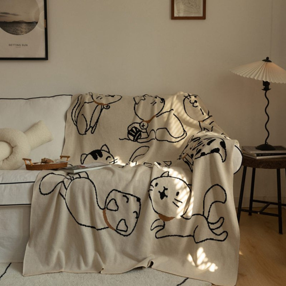 Cotton Cat Pattern Nap Blanket