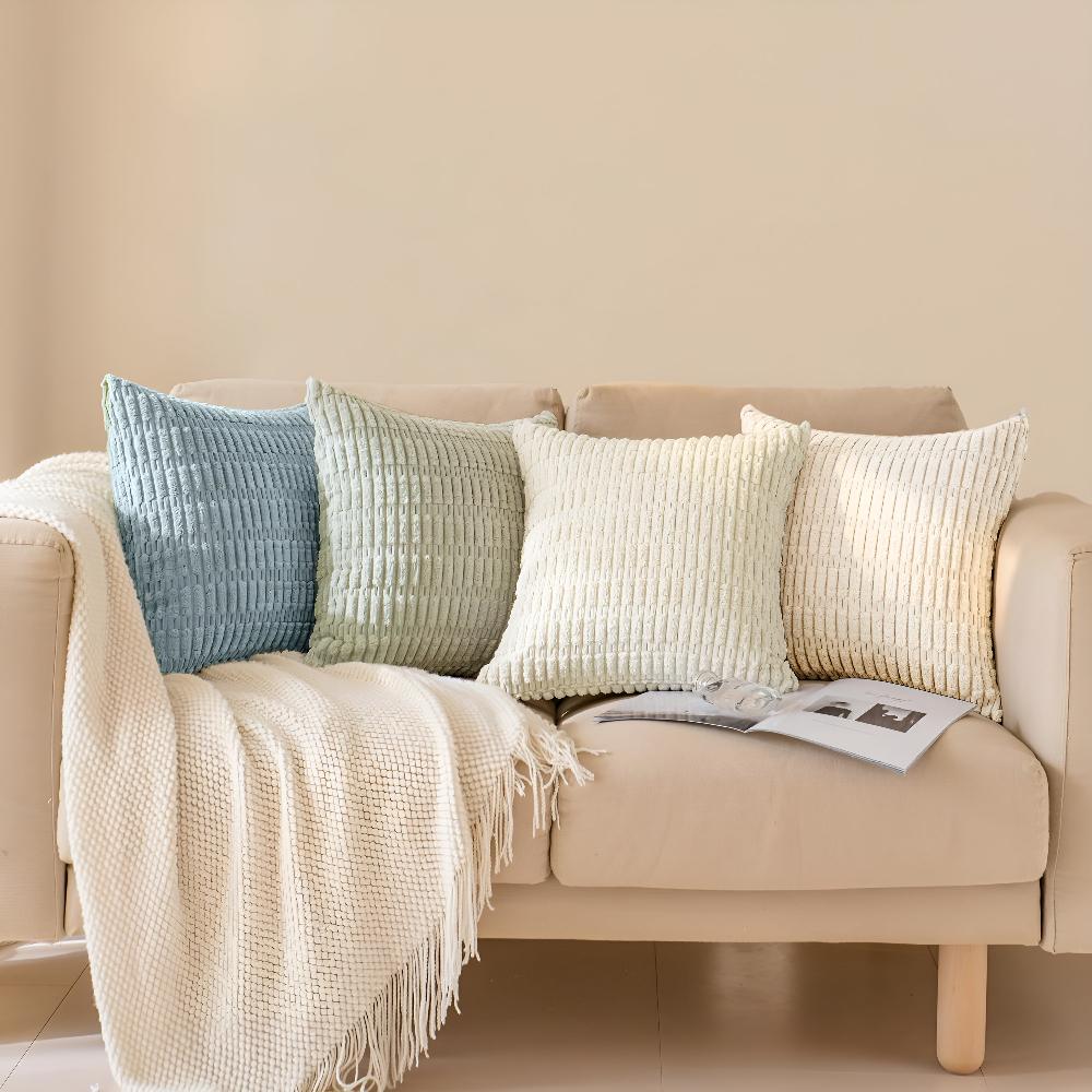 Plush Ridged Polyester Cushion Covers