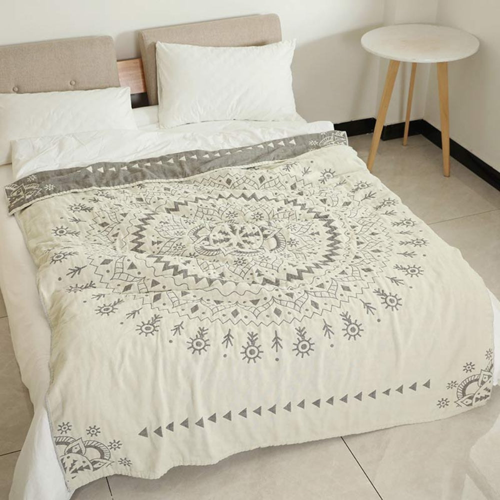 Reversible Mandala Art Cotton Blanket