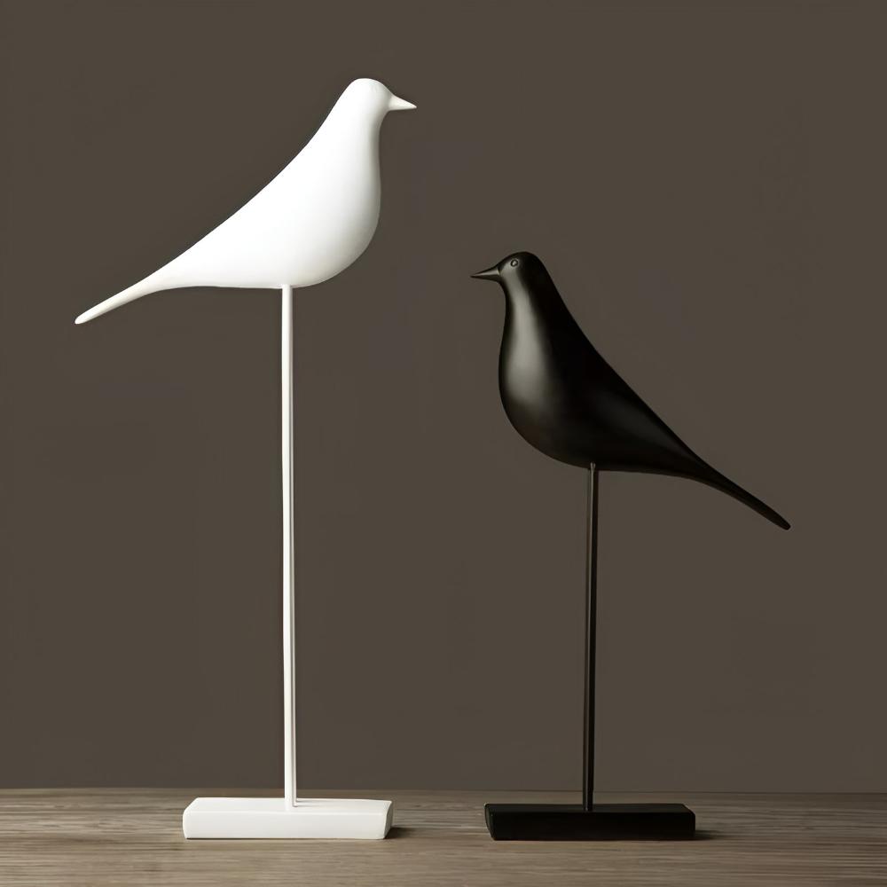 Chic Black and White Minimalist Bird Figurines