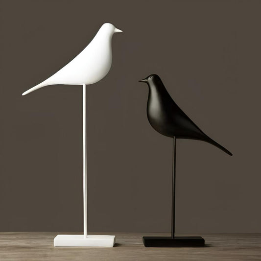 Chic Black and White Minimalist Bird Figurines
