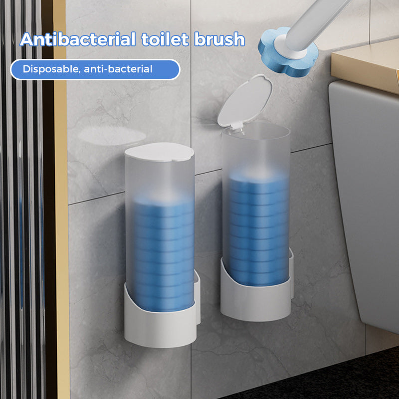 Disposable Toilet Cleaning Brush Set with Sponge Heads and Holder