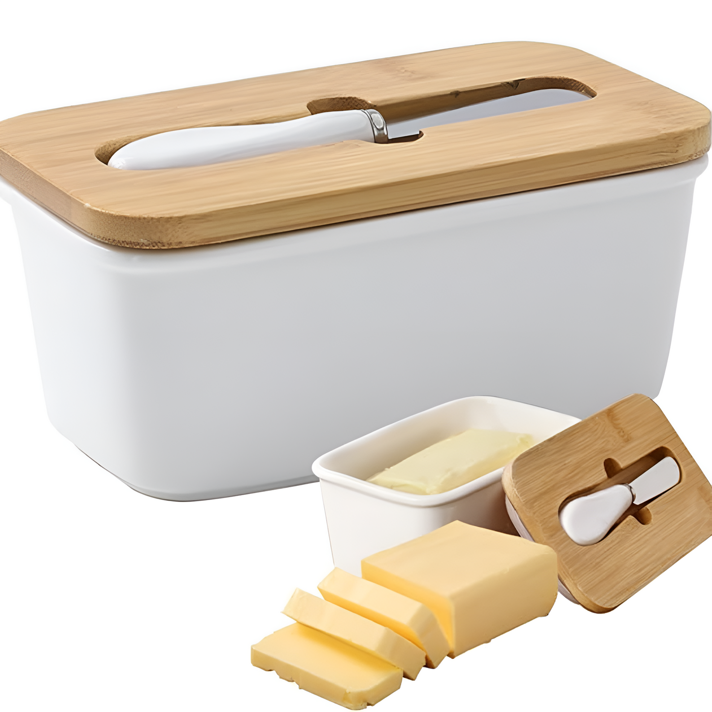 Sleek Ceramic Butter Cutter Container