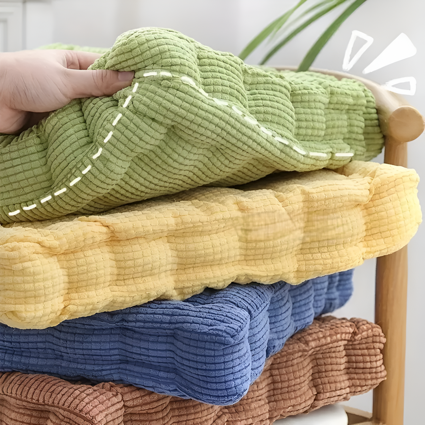 Stackable Soft Corduroy Chair Cushions