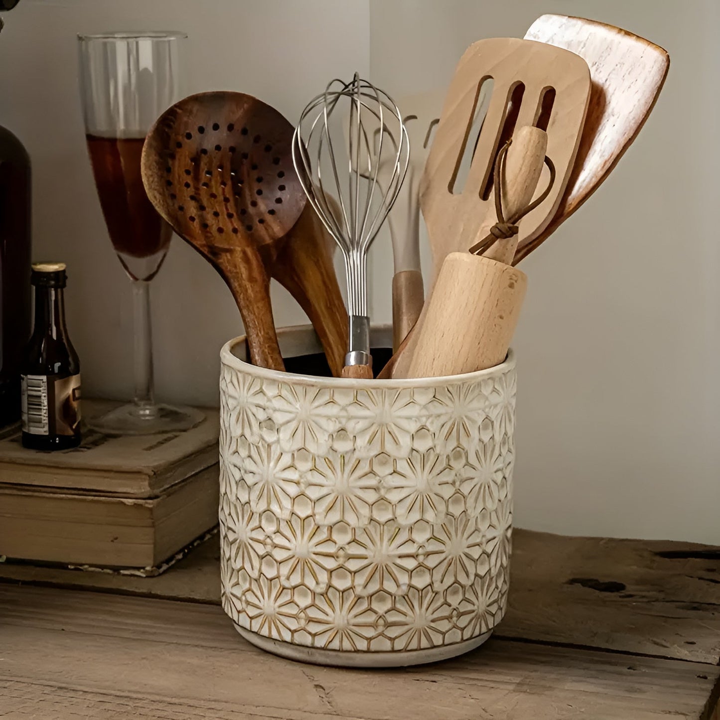 Ceramic Floral Utensil Holder and Vase
