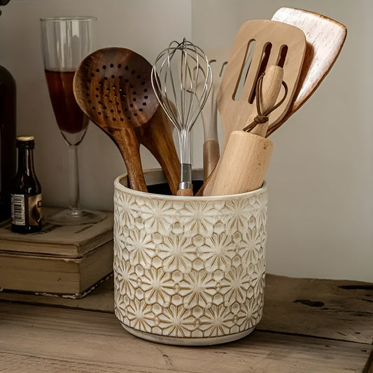 Ceramic Floral Utensil Holder and Vase