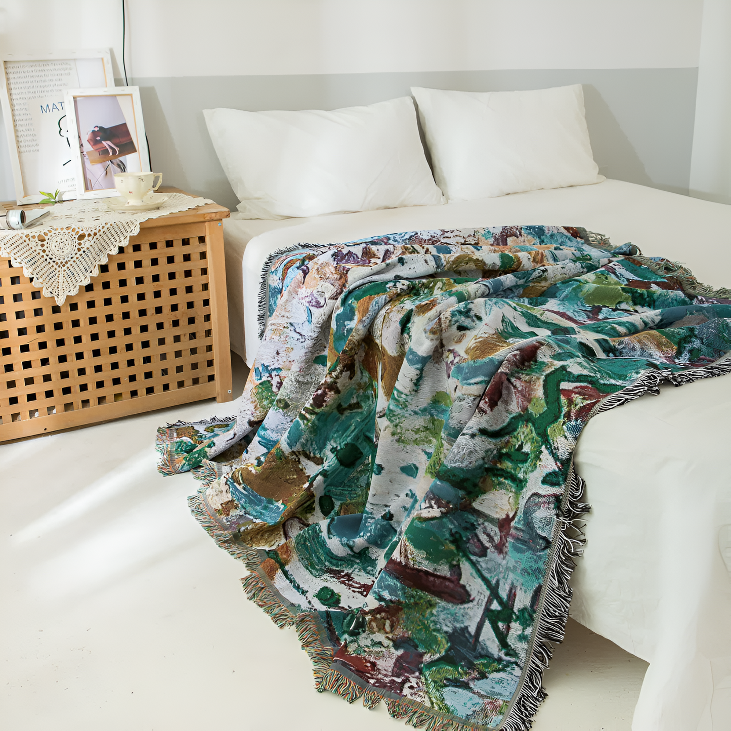 Colorful Reversible Artisan Tassel Throw Blanket