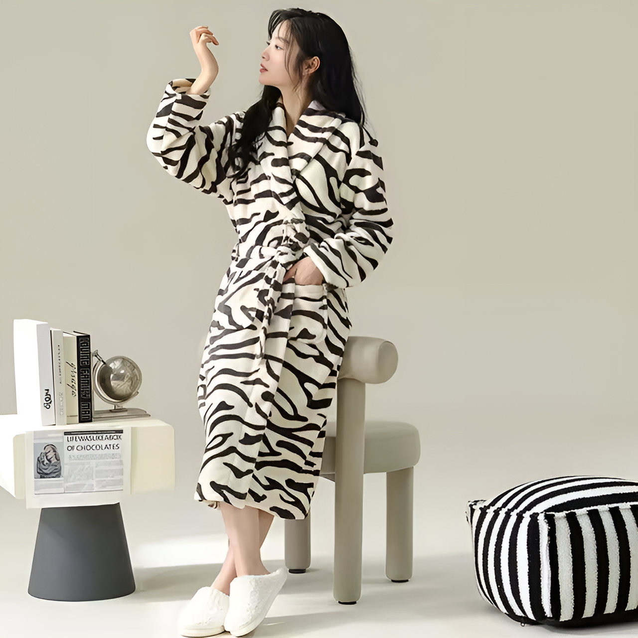 Ultra-Soft Fleece Bathrobe with Sherpa Trim