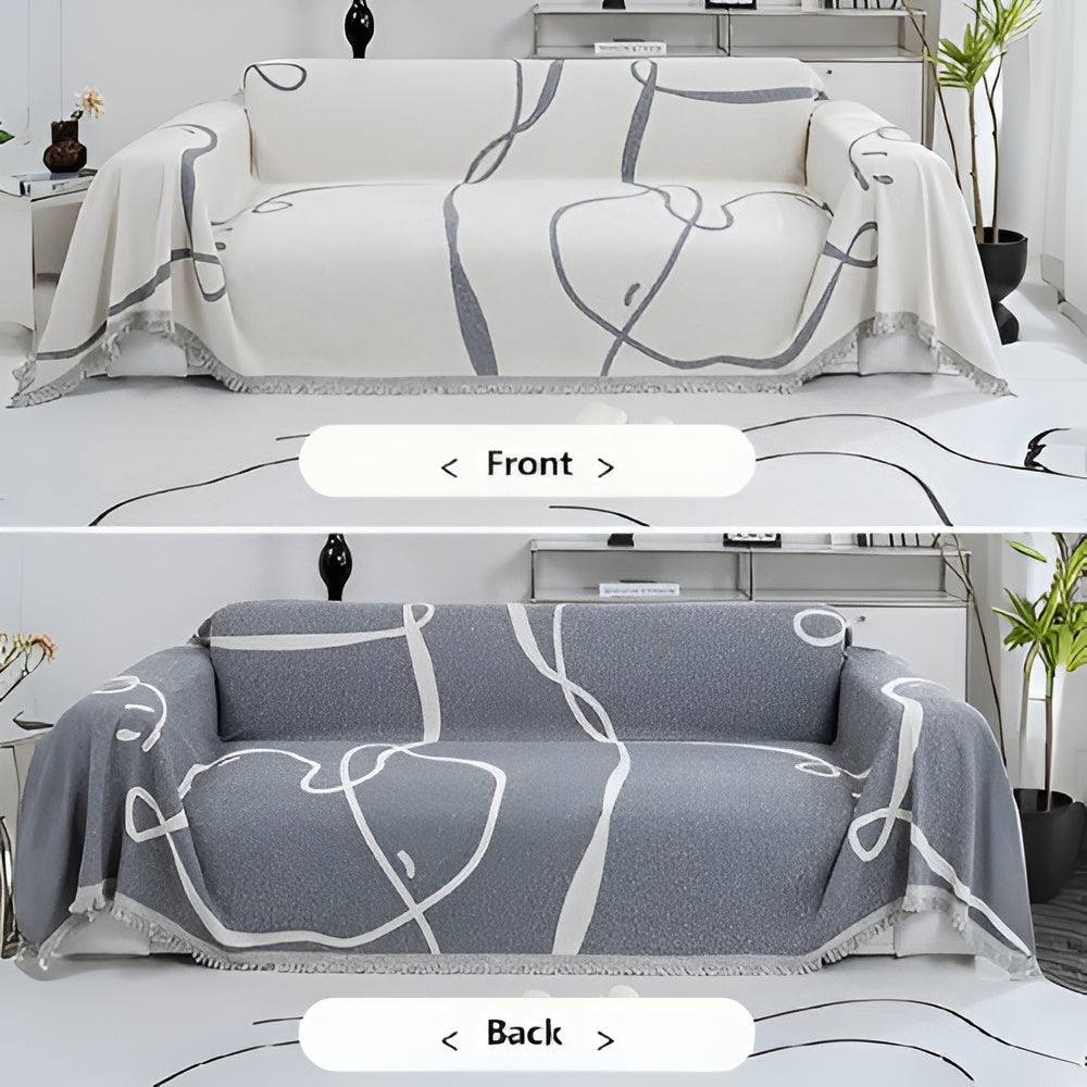 Reversible Abstract Chenille Sofa Cover