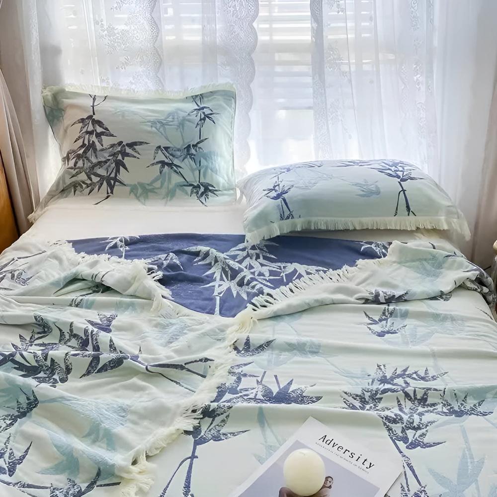 Bamboo Cotton Lightweight Reversible Throw Blanket