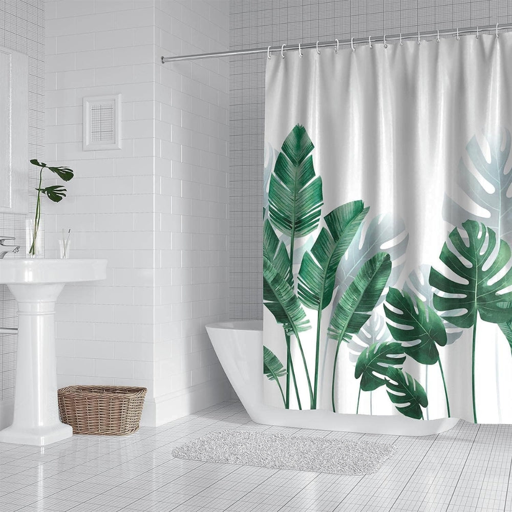 Waterproof Tropical Monstera Leaves Shower Curtain