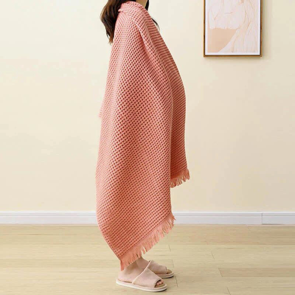Pure Cotton Waffle Shawl Bath Towel 35x71 Inches