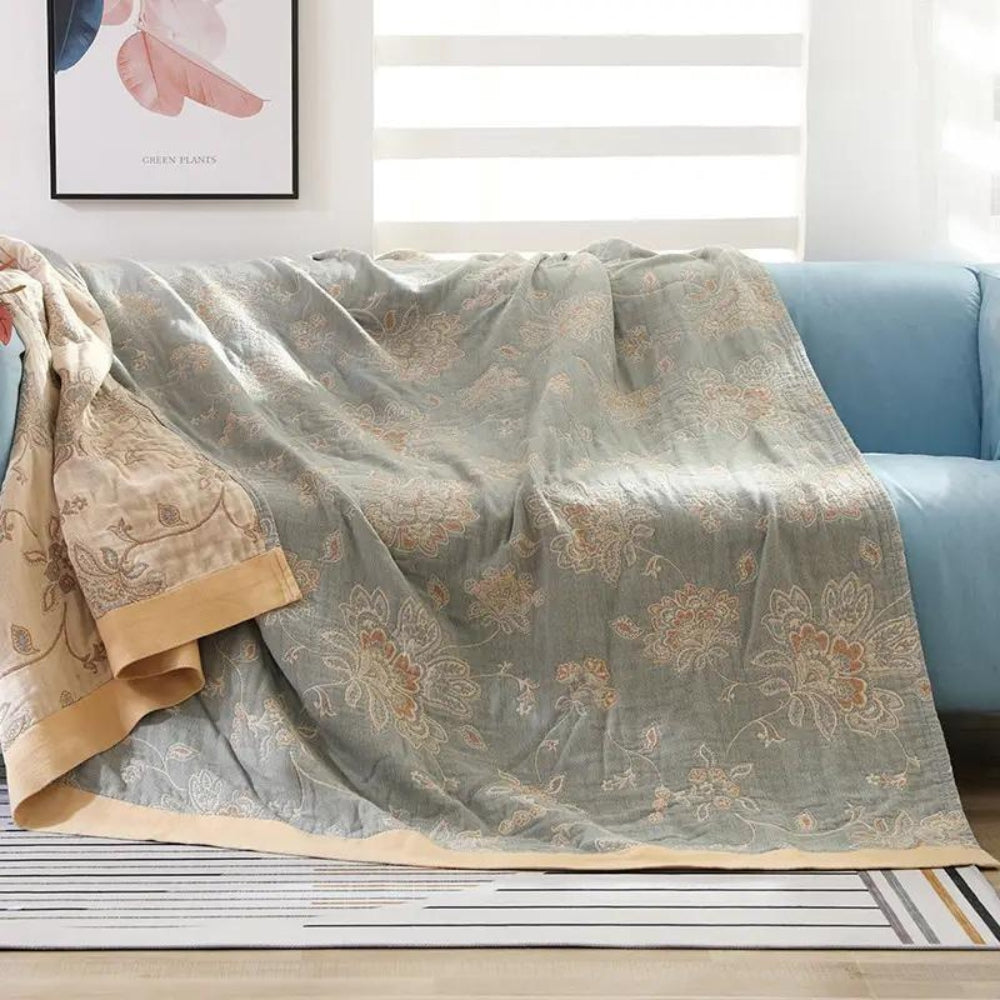 100% Cotton Floral Gauze Throw Blanket
