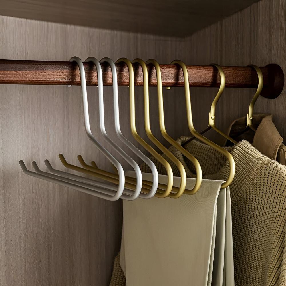 Minimalist Metal Wardrobe Hangers with Non-Slip Coating - Set of 5