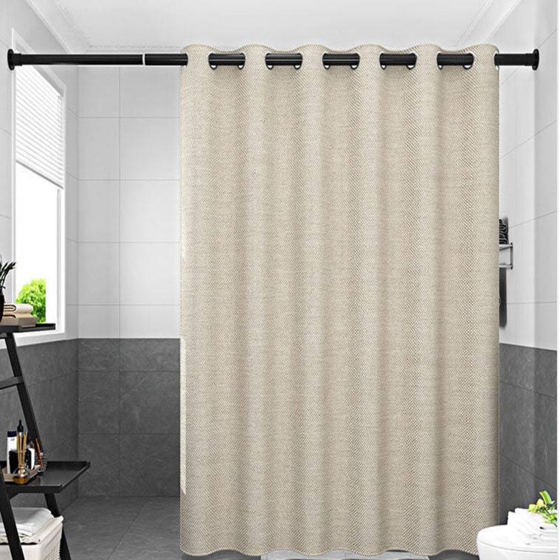 Thick Beige Linen Shower Curtain - Water-Resistant Polyester