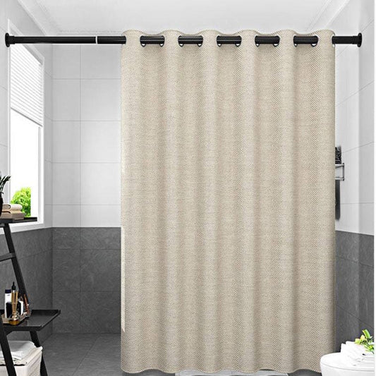 Thick Beige Linen Shower Curtain - Water-Resistant Polyester
