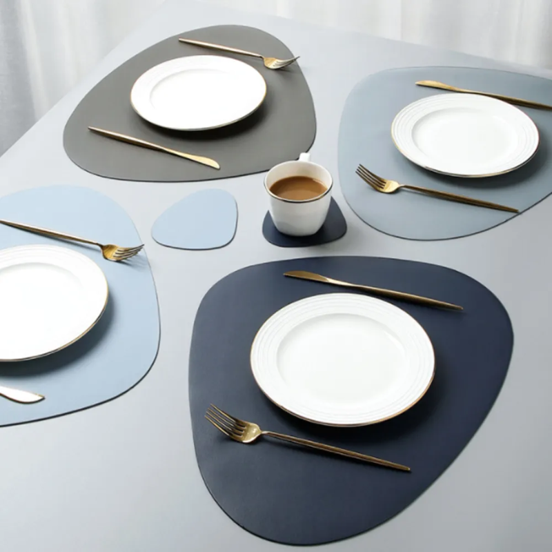 Pebble Design Placemat and Coaster Set in Multiple Colors
