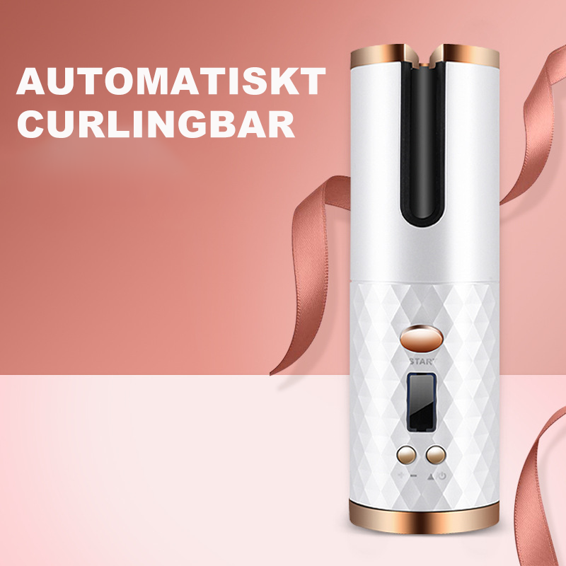 Cordless Automatic Rotating Curling Iron with 6 Heat Settings