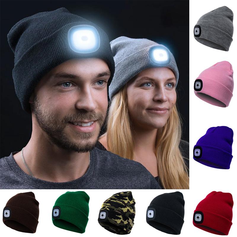 LED Headlamp Beanie Hat with Removable Light