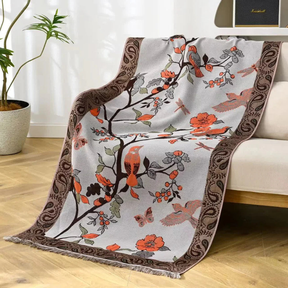 Cotton Bird and Floral Bath Towel