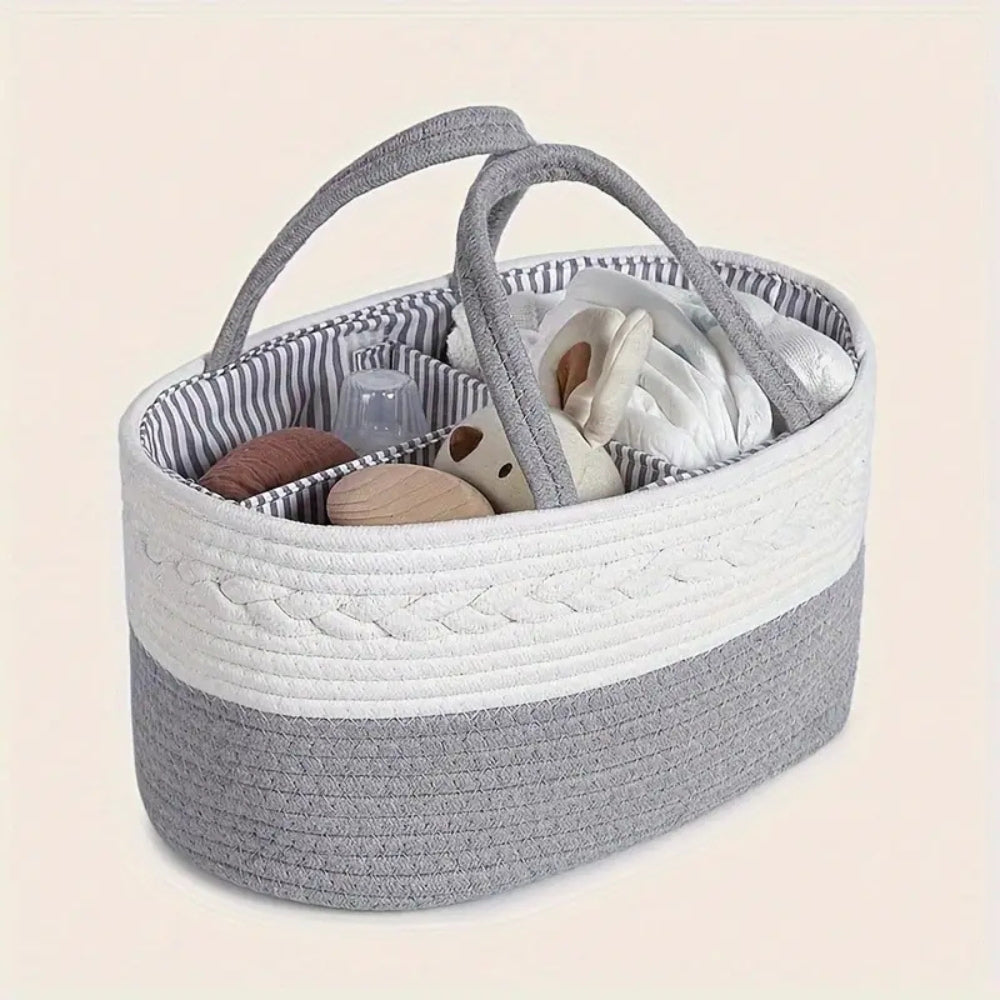 Braided Grey Portable Baby Essentials Caddy
