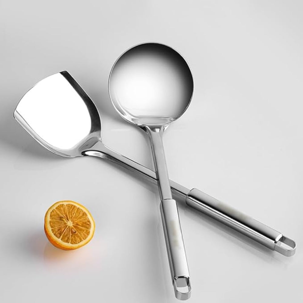 Stainless Steel Cooking Utensil Set with Ergonomic Handles